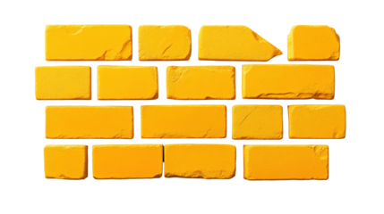 Yellow brick texture on transparent background