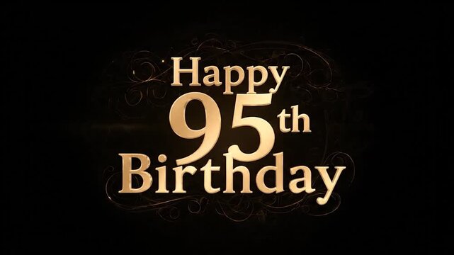 Gleaming gold text with ornate swirls reads "Happy 95th Birthday