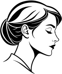 Black and White Woman Profile Vector – Minimalist Line Art