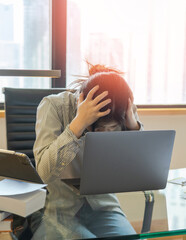 Panic attack woman, stressful depressed student, or emotional person with anxiety disorder mental...