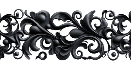Black Ornate Texture on Transparent Background