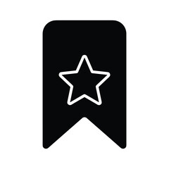Bookmark with star icon vector illustration black and white solid pictogram favorite tag symbol design