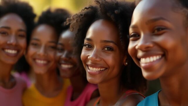 Video Group of women posing side by side, possibly friends or colleagues