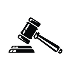 Judges gavel and sounding block icon representing justice court ruling law auction or legal system symbol.
