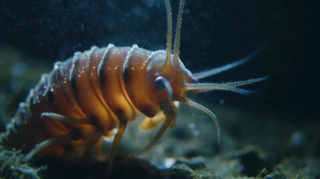 Giant Isopod Underwater Close Up.