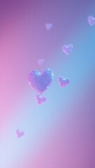 Fototapeta premium Generative AI vibrant pastel background featuring glowing heart-shaped bubbles floating gracefully