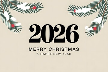 Merry Christmas and Happy New Year 2026 Celebration Design