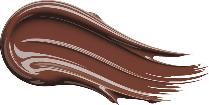 Brown chocolate cream texture for dessert or cosmetic, paint smear art on transparent background, food element