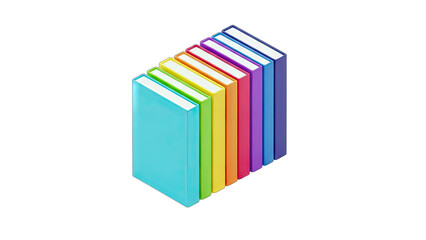 Colorful Books Arranged on White Background