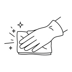 Obraz premium Hand wiping a surface with a cloth clean and sparkling illustration