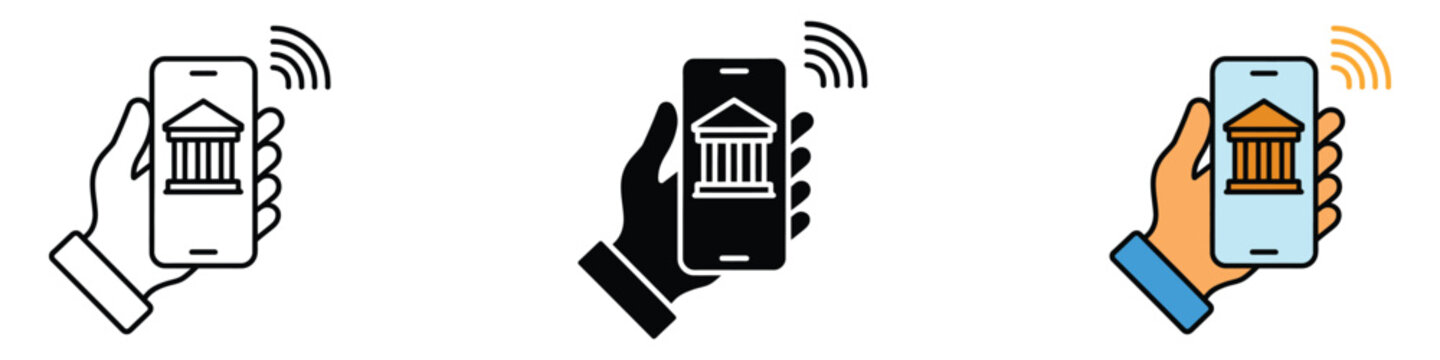 E banking icon vector. mobile banking transactions and secure wireless financial technology access symbol. vector illustration.