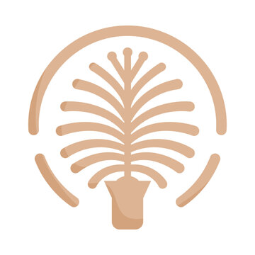 Modern isolated symbol of Palm Jumeirah Dubai for travel branding and tourism vector illustration