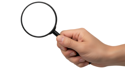 ia generated. Black magnifying glass isolated on transparent background