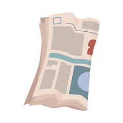 Crumpled daily newspaper with visible headlines, columns, and graphics, representing news media and journalism, isolated on white background vector illustration