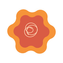 Hand drawn gingerbread cookies in shape of blooming flower, element of winter festival decoration. Simple scribble shape freehand vector icon isolated on white background