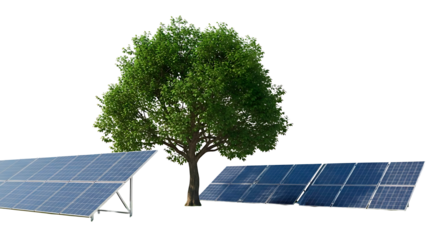 ia generated. Modern solar panel array isolated on transparent background
