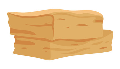 Crispy fried tofu block isolated on white background for vegan food concepts vector illustration