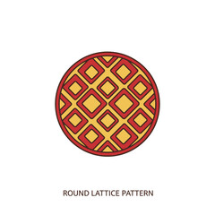 Geometric circle pattern with squares and red border, modern flat design