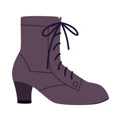 Classic Victorian style lace up boot on white background, perfect for vintage fashion projects, isolated vector illustration