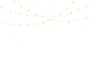Three elegant champagne gold hanging garlands with soft glow, isolated on a transparent background for festive overlays and decorative design use.