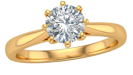 ia generated. A stunning classic gold ring showcases a brilliant round cut diamond, sparkling elegantly, isolated and transparent, available as a perfect png.
