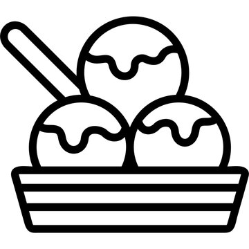 Illustration of Japanese Takoyaki Balls with Sauce