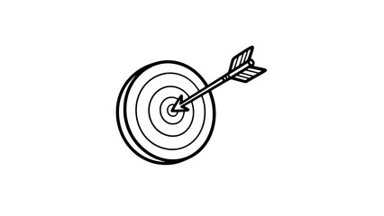 Target Accuracy: A simple but bold monochrome image featuring an arrow hitting its mark dead center within a target, representing goals, focus, and precision.