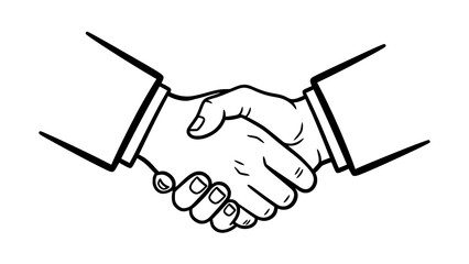 Handshake of Agreement: A close-up illustration of two hands clasped in a firm handshake, symbolizing a pact of agreement and cooperation. This is a powerful visual of partnership and mutual respect.