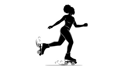 Silhouette of a Roller Skating Woman: Captures the dynamic silhouette of a woman gliding with elegance on roller skates, symbolizing the freedom and joy of movement and leisure.