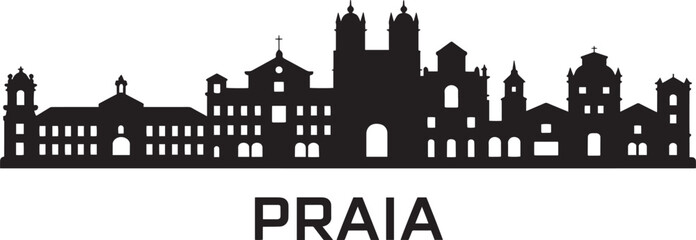 Obraz premium Praia cape verde cityscape silhouette vector illustration historic skyline architecture landmark sketch graphic