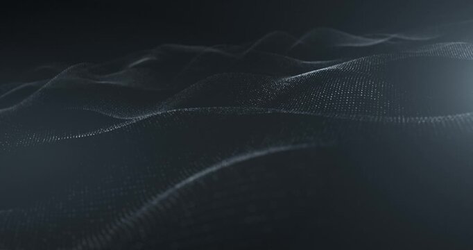 A blue digital wave of particles and dots, a futuristic, light cyber backdrop. A digital cyber backdrop of glowing particles or a technological background. Seamless looping 4K video. 