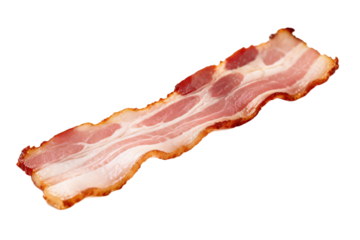 Cooked bacon slice with visible fat and meat layers