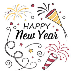 Vector of Happy New Year on white background