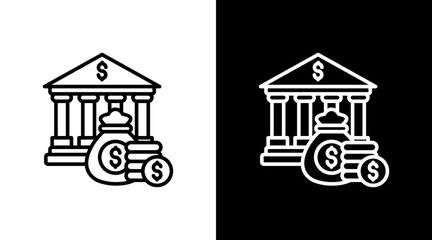 Bank With Icon Set Design