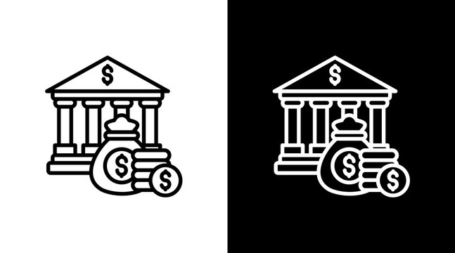 Bank With Icon Set Design