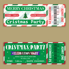 Festive Christmas Party Tickets With Holiday Elements