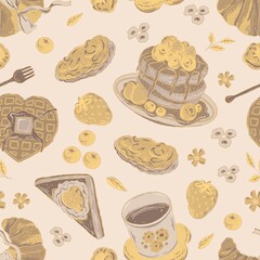 Croissant Seamless Pattern ,Strawberry,Blueberry,Raspberry,Fruit ,Floral, Bakery ,Berries, Flowers PNG, JPG Digital Download