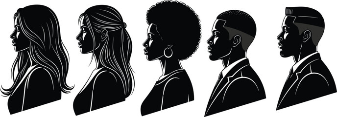 Black Silhouette Vector Set of Formal Musicians Playing Brass and Saxophone Instruments Including Trumpet, Tuba, French Horn, and Trombone for Concert © Aroshi Jannat 