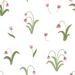 Vector floral seamless pattern. Delicate stylized flowers on white background. Pretty botanical fabric or wrapping paper design.