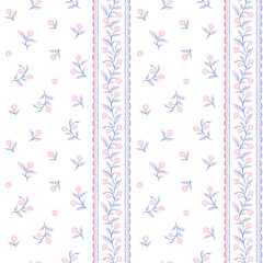 vector pretty floral seamless pattern in pastel color palette. Traditional ethnic delicate block print pattern design. Ideal for neutral linen bedding design. 
