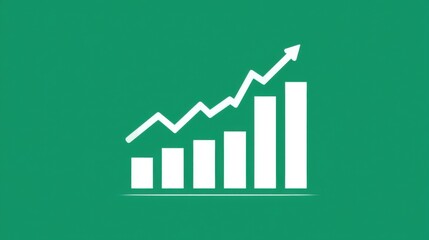 Green background ascending chart and arrow, representing growth and success, for business presentation and finance. Price increase, good investment.