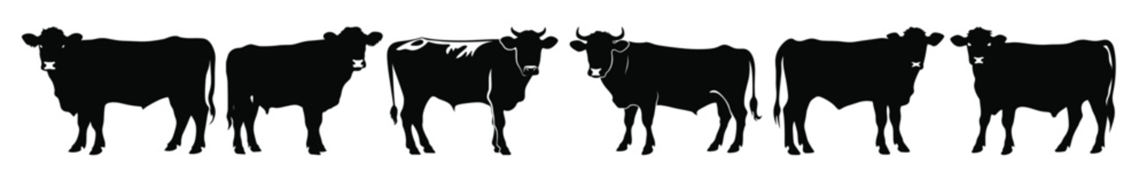 hereford cattle silhouettes set hereford cow silhouette 