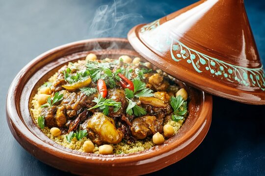 Moroccan tagine with vegetables, cuscus