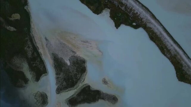 Moiry Glacier Sunrise Top Down Over River and Lake