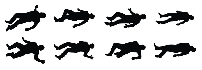 Fallen Human Silhouettes: Unconscious Body Poses in Black © ullpag