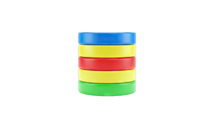 Colorful Stacked Discs on White Background