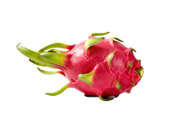 Vibrant and fresh red dragon fruit with green leaves