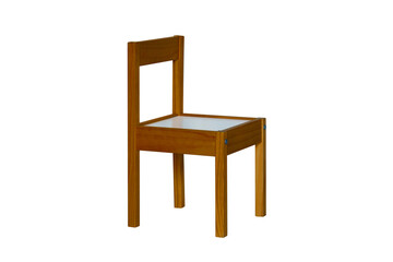wooden kids chair isolated on white background