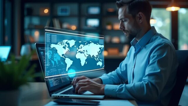 Video A person sitting at a desk with a laptop computer, possibly working or studying