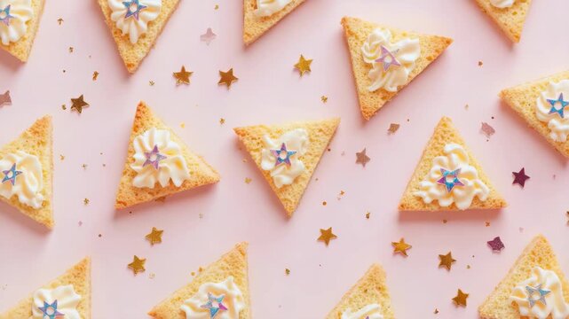 An assortment of festive, bite-sized cookies featuring frosting and star decorations, perfect for a celebration or holiday.